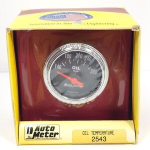 Auto Meter 2543 Traditional Chrome Electric Oil TempGauge 140-300 F  2 1/16" NOS